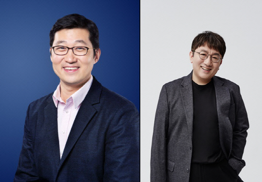 김범석(왼쪽) 쿠팡 이사회 의장과 방시혁 하이브 이사회 의장. [각 사 제공]